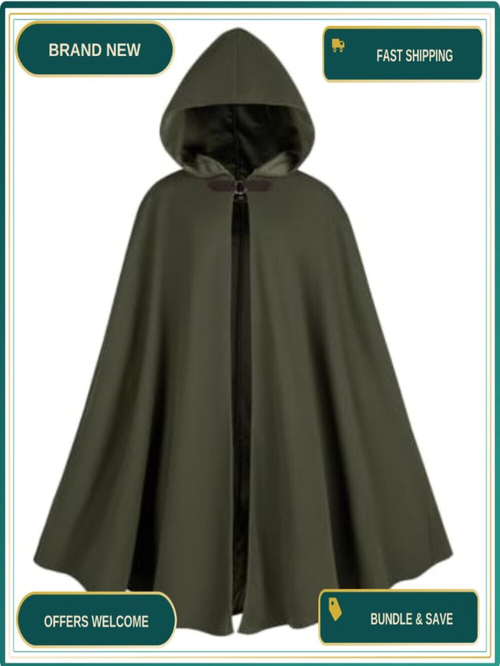 Medieval Velvet Hooded Cloak Renaissance Cape Costume